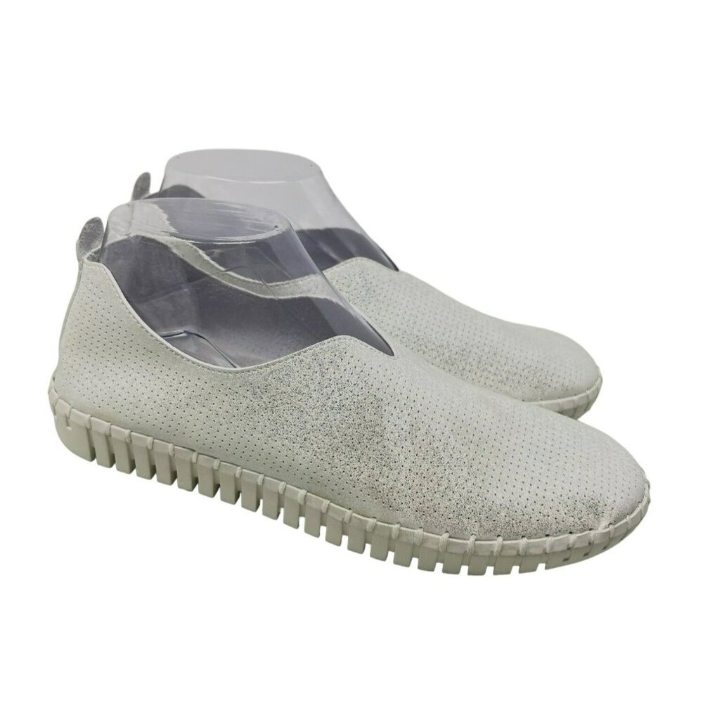 Skechers Shoes Size 10 Air Cooled Memory Foam Perforated Slip On Casual Silver